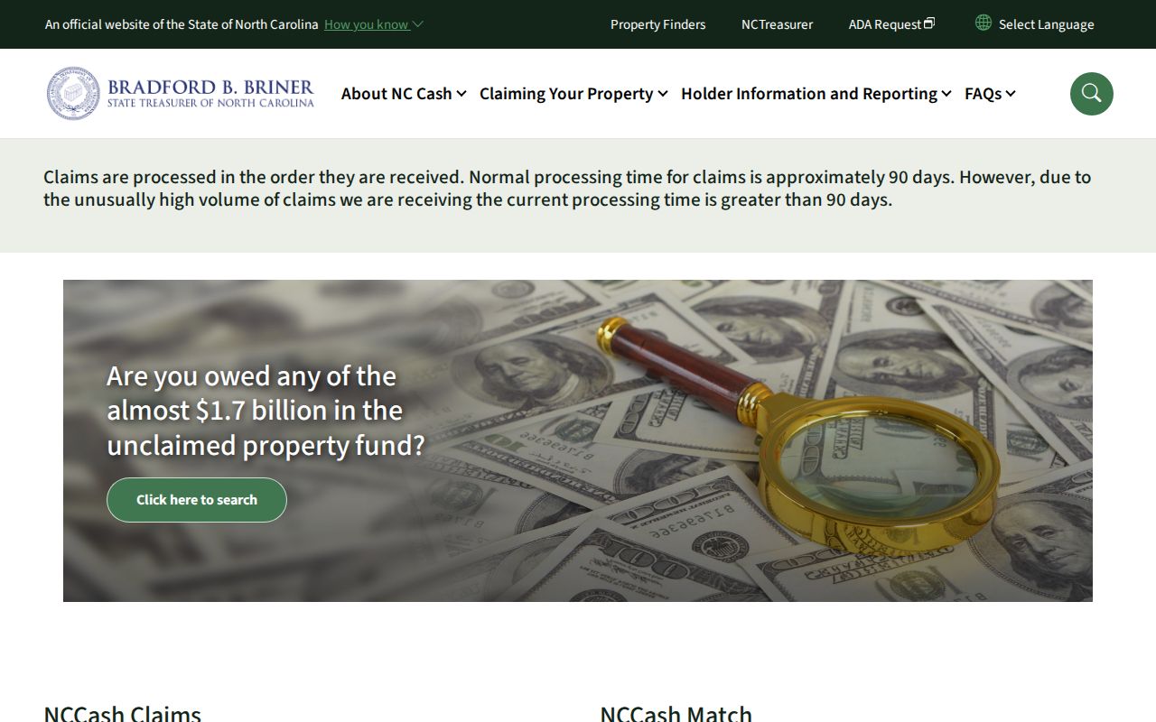 Salisbury people search in the North Carolina unclaimed property database