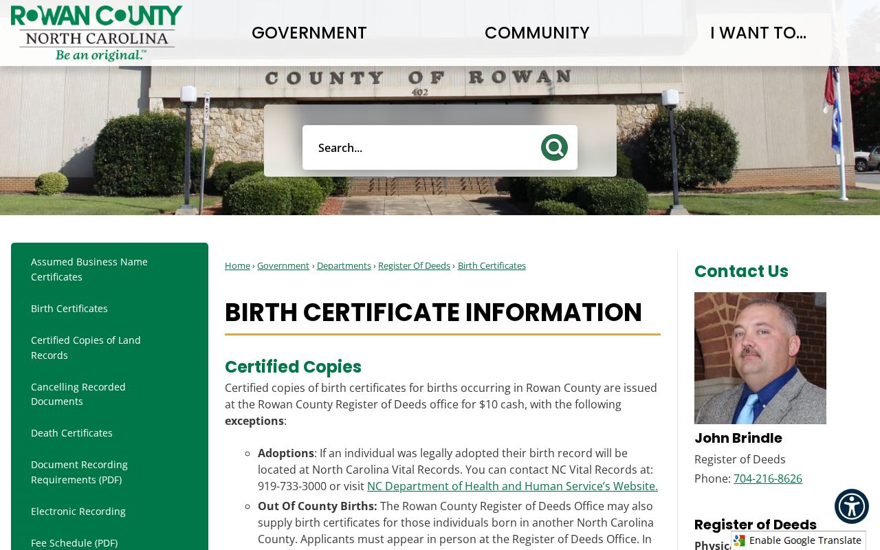 Salisbury public records birth certificate request channels